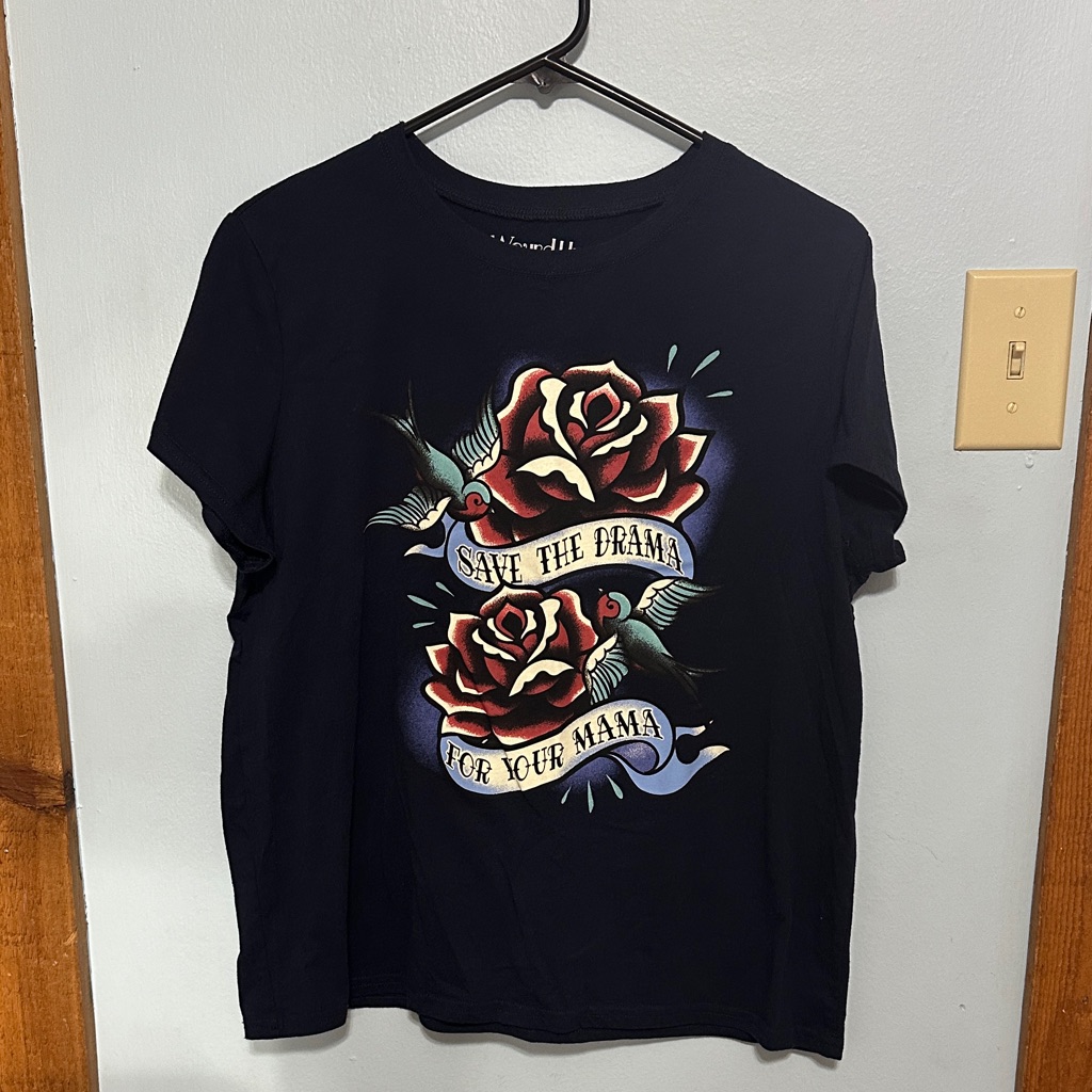 Wound Up Save The Drama For Your Mama Tee With Rose And Banner